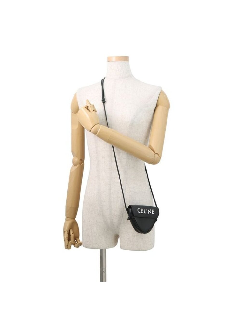 Celine Shoulder Bag Mini Triangle Logo Leather Pochette Black - Picture 4 of 10